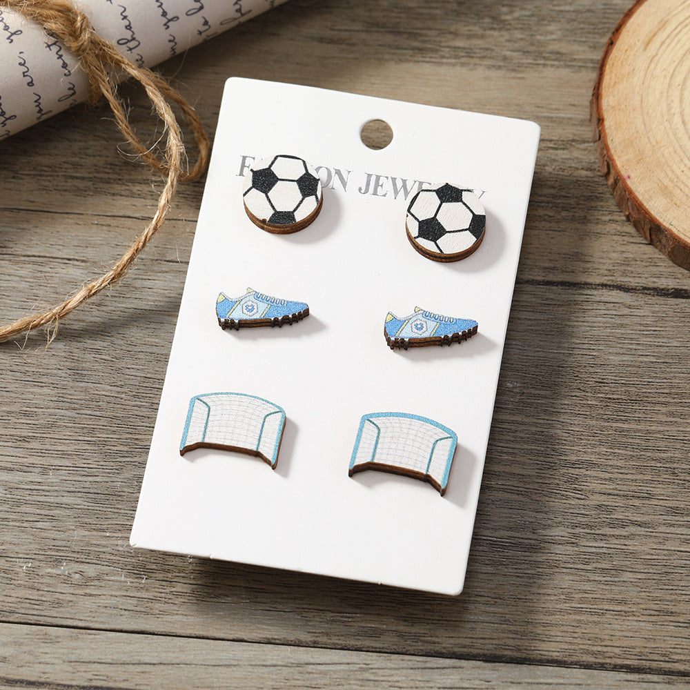 Wholesale Cartoon Football Set Earrings